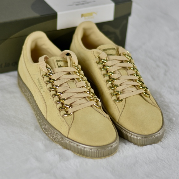 Puma Women's Gold Beige Khaki Suede Classic X-Chain Sneakers Trainers Size  5 - Picture 5 of 8